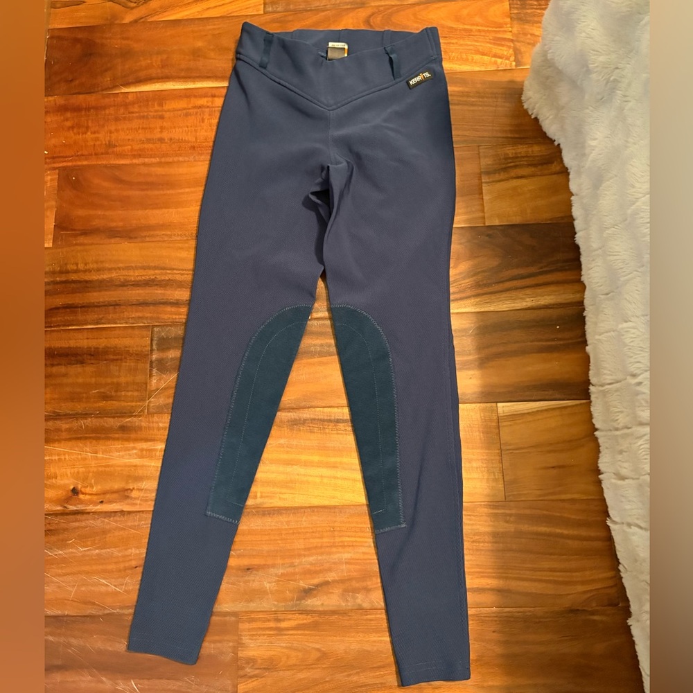 Kerrits Navy Blue Riding Tights with Dark Knee Patches